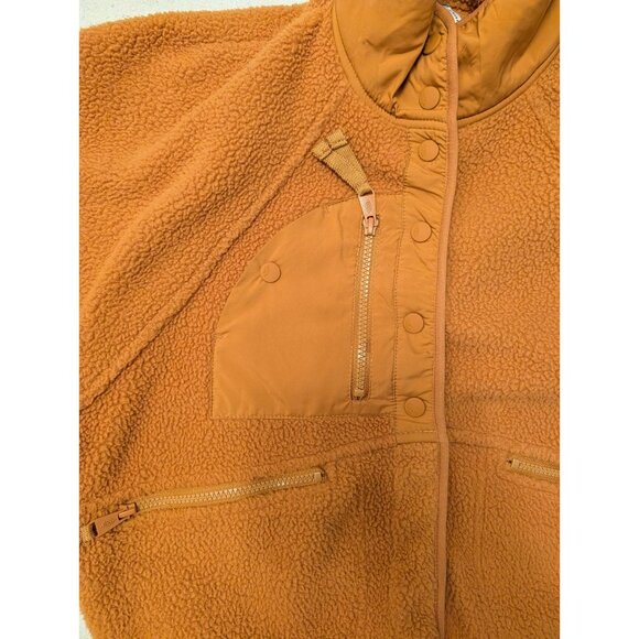 Free People Movement Hit the Slopes Fleece Jacket Russet Orange XS Oversize - Picture 7 of 15